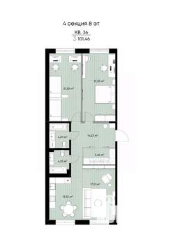 3-к квартира, вторичка, 101м2, 8/9 этаж
