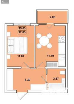 1-к квартира, вторичка, 38м2, 11/16 этаж
