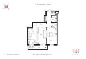 2-к квартира, строящийся дом, 77м2, 6/8 этаж