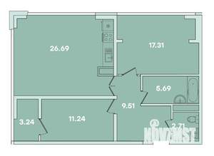 2-к квартира, вторичка, 80м2, 13/16 этаж
