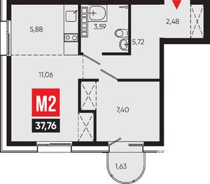2-к квартира, вторичка, 38м2, 10/14 этаж