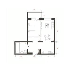 2-к квартира, вторичка, 45м2, 10/10 этаж