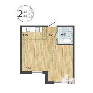 2-к квартира, строящийся дом, 41м2, 1/19 этаж