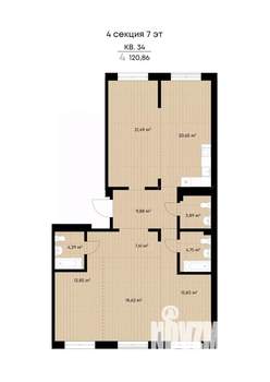 4-к квартира, вторичка, 121м2, 7/9 этаж
