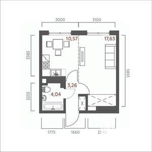 1-к квартира, вторичка, 36м2, 12/19 этаж
