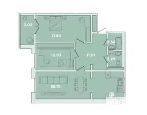 2-к квартира, вторичка, 81м2, 9/16 этаж