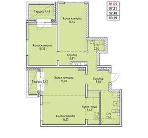 4-к квартира, вторичка, 97м2, 15/19 этаж