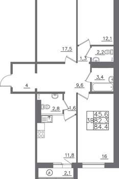 3-к квартира, вторичка, 84м2, 13/14 этаж