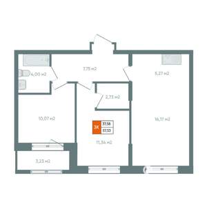 3-к квартира, вторичка, 62м2, 4/14 этаж