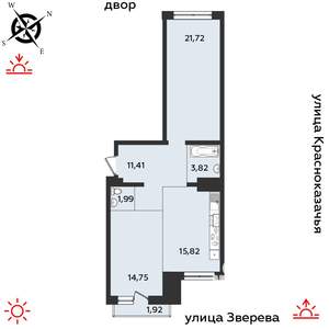 2-к квартира, строящийся дом, 71м2, 11/14 этаж