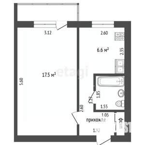 1-к квартира, вторичка, 31м2, 4/5 этаж