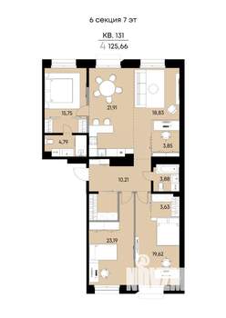 4-к квартира, вторичка, 126м2, 7/9 этаж