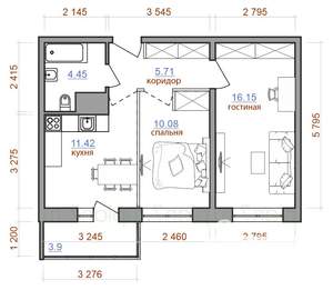 2-к квартира, строящийся дом, 52м2, 14/16 этаж