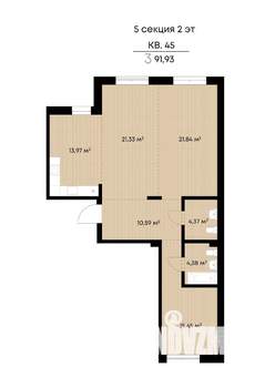 3-к квартира, строящийся дом, 92м2, 2/9 этаж
