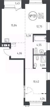 2-к квартира, вторичка, 61м2, 8/10 этаж