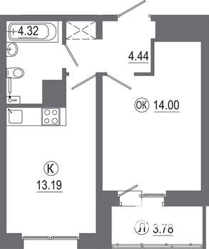 1-к квартира, вторичка, 39м2, 10/16 этаж