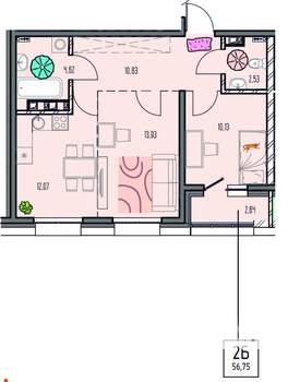 2-к квартира, вторичка, 57м2, 13/18 этаж