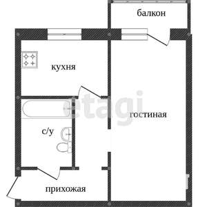 1-к квартира, вторичка, 30м2, 2/5 этаж