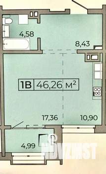 1-к квартира, сданный дом, 47м2, 11/12 этаж