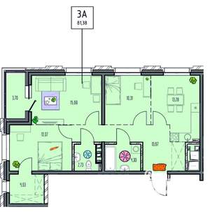 3-к квартира, вторичка, 81м2, 9/14 этаж