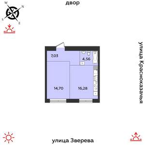 1-к квартира, строящийся дом, 43м2, 2/14 этаж