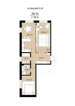 2-к квартира, вторичка, 79м2, 2/9 этаж