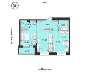 2-к квартира, вторичка, 62м2, 6/16 этаж