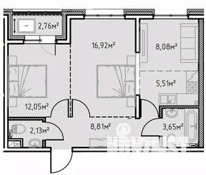 2-к квартира, вторичка, 60м2, 7/13 этаж