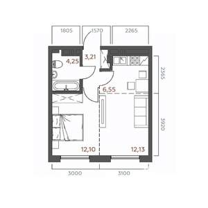 1-к квартира, вторичка, 38м2, 15/18 этаж