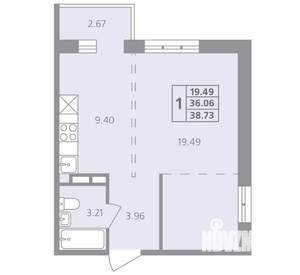1-к квартира, вторичка, 39м2, 1/4 этаж