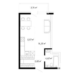 1-к квартира, вторичка, 33м2, 13/19 этаж