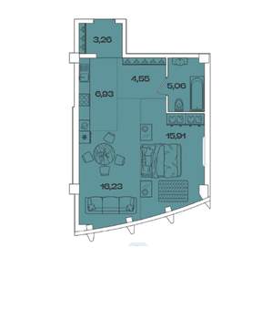 1-к квартира, вторичка, 52м2, 2/8 этаж