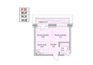 2-к квартира, строящийся дом, 39м2, 19/19 этаж