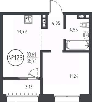 1-к квартира, вторичка, 37м2, 5/10 этаж