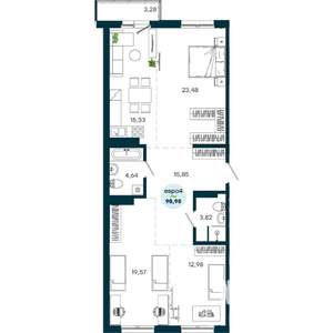 3-к квартира, вторичка, 99м2, 15/19 этаж