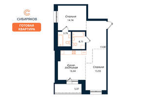 2-к квартира, сданный дом, 74м2, 15/18 этаж