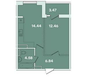 1-к квартира, вторичка, 42м2, 4/14 этаж