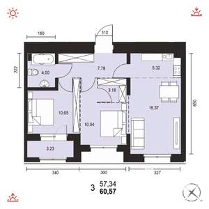 3-к квартира, вторичка, 61м2, 13/14 этаж