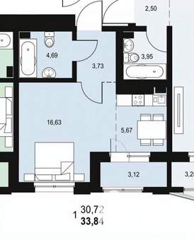 1-к квартира, вторичка, 35м2, 10/15 этаж