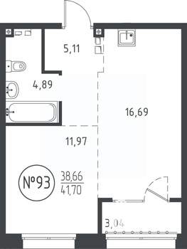 1-к квартира, вторичка, 42м2, 4/10 этаж