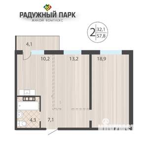 2-к квартира, вторичка, 58м2, 5/16 этаж
