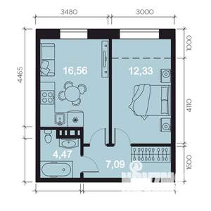 2-к квартира, строящийся дом, 43м2, 5/8 этаж