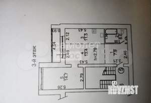 2-к квартира, вторичка, 54м2, 3/3 этаж