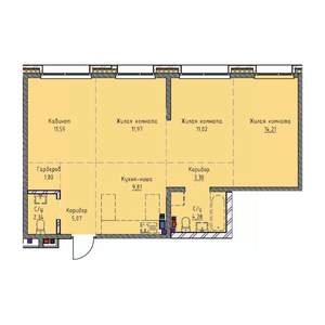 3-к квартира, строящийся дом, 75м2, 5/19 этаж