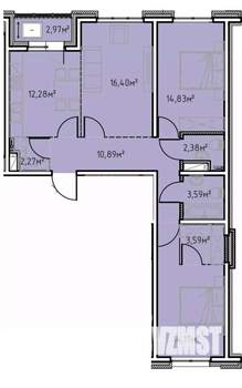 3-к квартира, вторичка, 83м2, 12/13 этаж