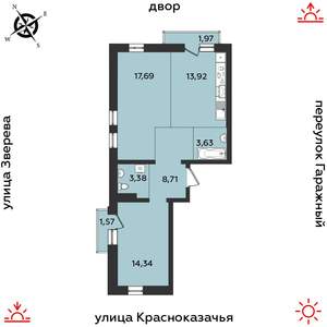 2-к квартира, строящийся дом, 65м2, 5/9 этаж