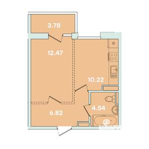 1-к квартира, вторичка, 38м2, 14/14 этаж