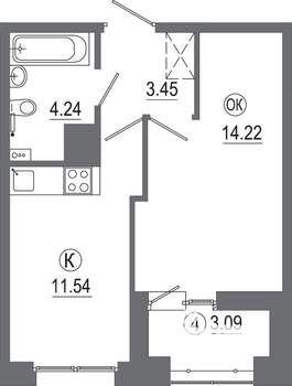 1-к квартира, вторичка, 36м2, 12/16 этаж