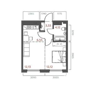 1-к квартира, строящийся дом, 38м2, 10/19 этаж