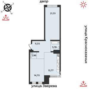 2-к квартира, строящийся дом, 69м2, 2/14 этаж